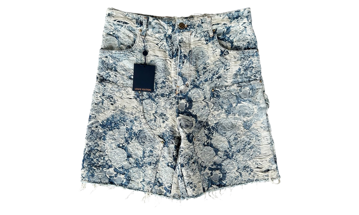 Floral Distressed Carpenter Shorts "Blue & White" RM222 PM9 HND65W