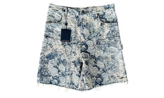 Floral Distressed Carpenter Shorts "Blue & White" RM222 PM9 HND65W