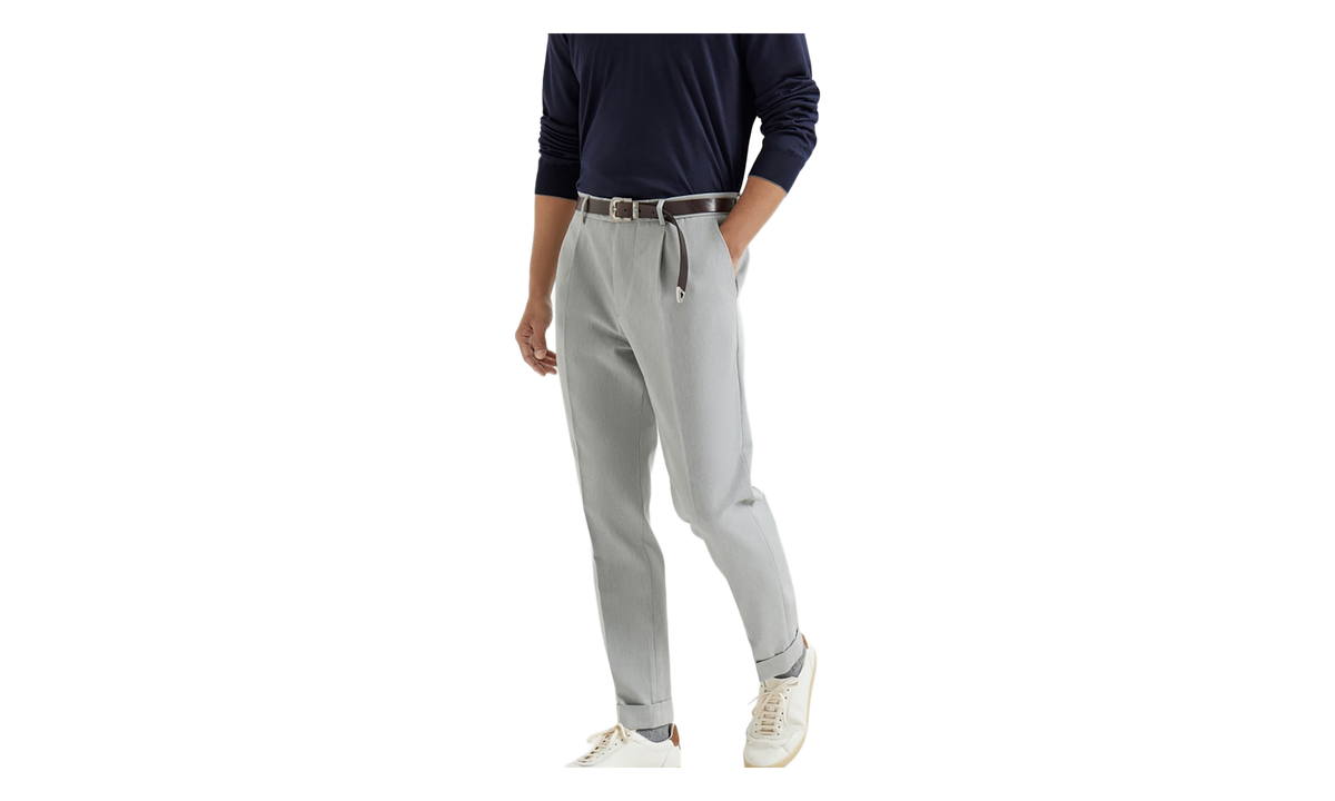 Wool Cotton Tapered Trousers "Light Grey" BRUN2909
