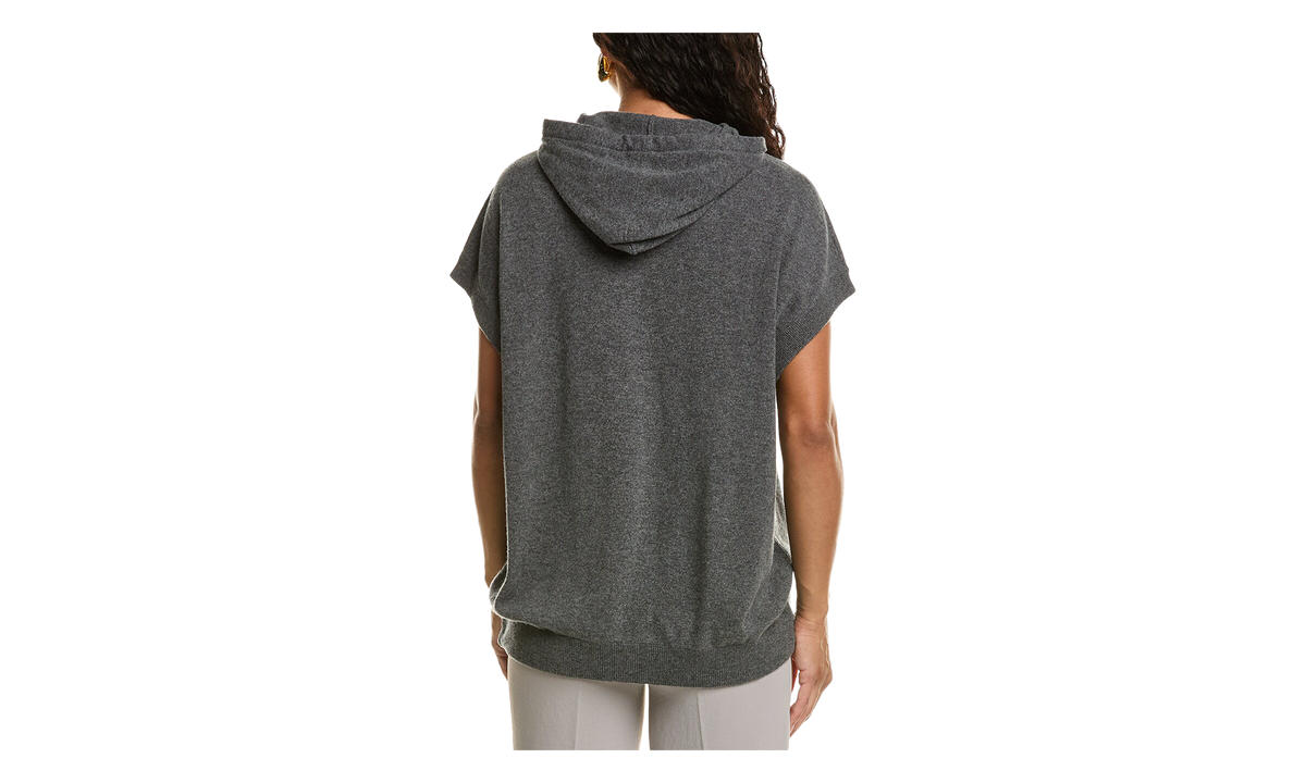 Wool Silk Hooded Sleeveless Sweater WMNS "Lead" BRUN2815