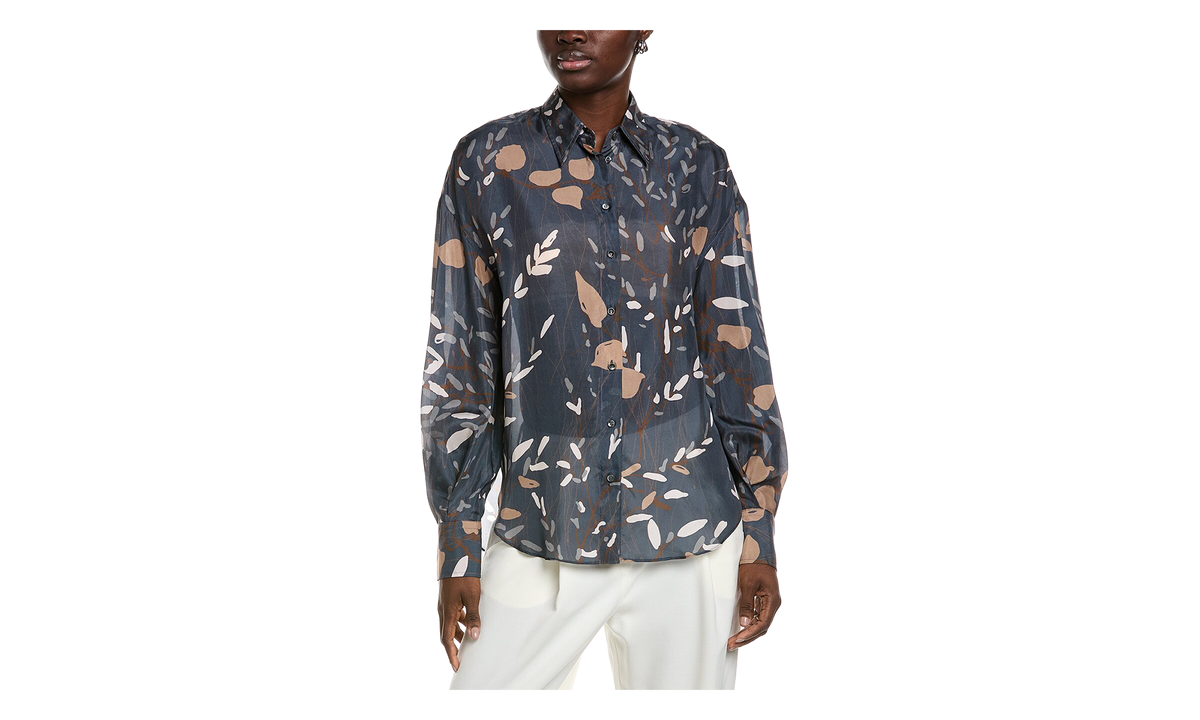 Floral Button-Up Shirt WMNS "Navy" BRUN2674