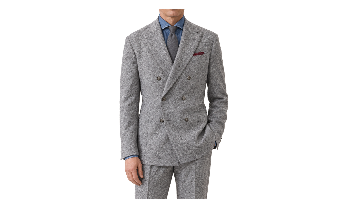 Wool Double-Breasted Suit "Medium Grey" BRUN2987