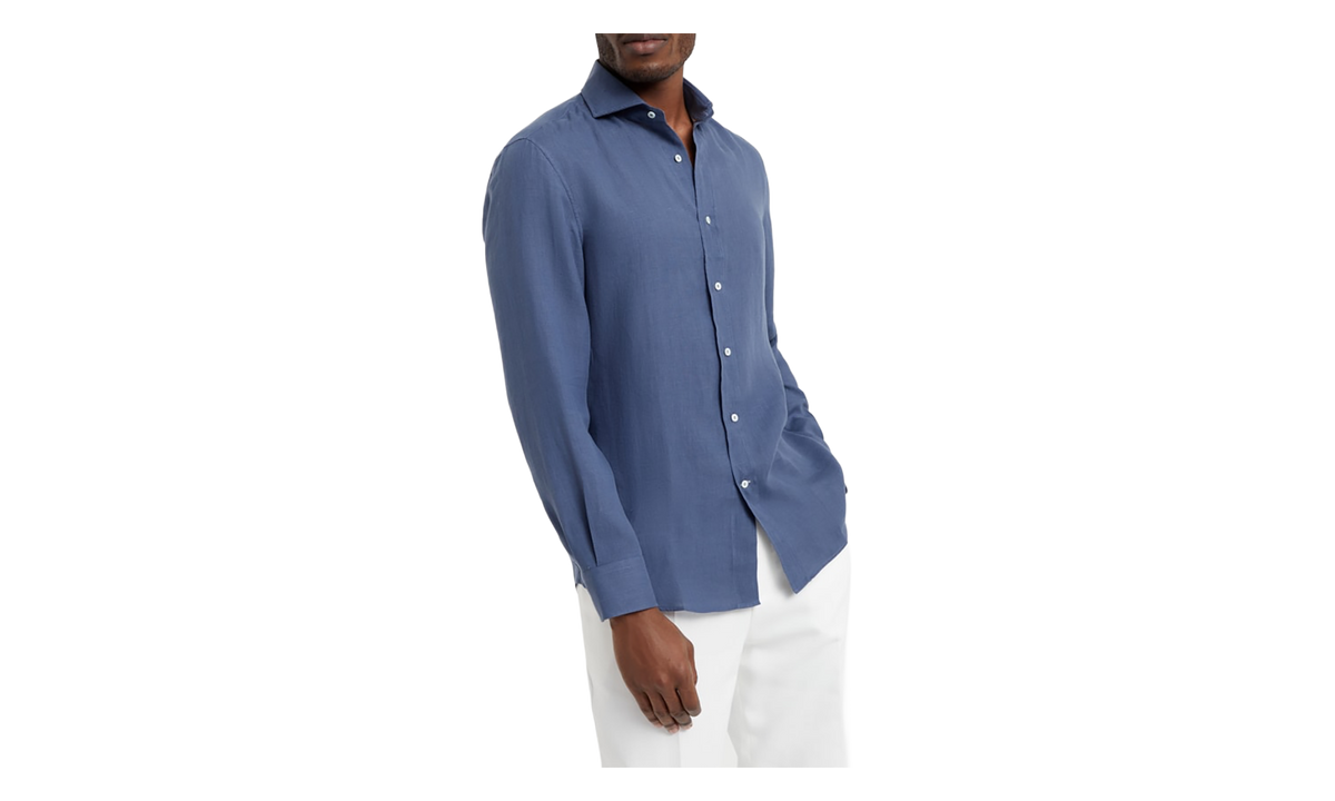 Cotton Linen Blend Shirt "Ocean" BRUN2963