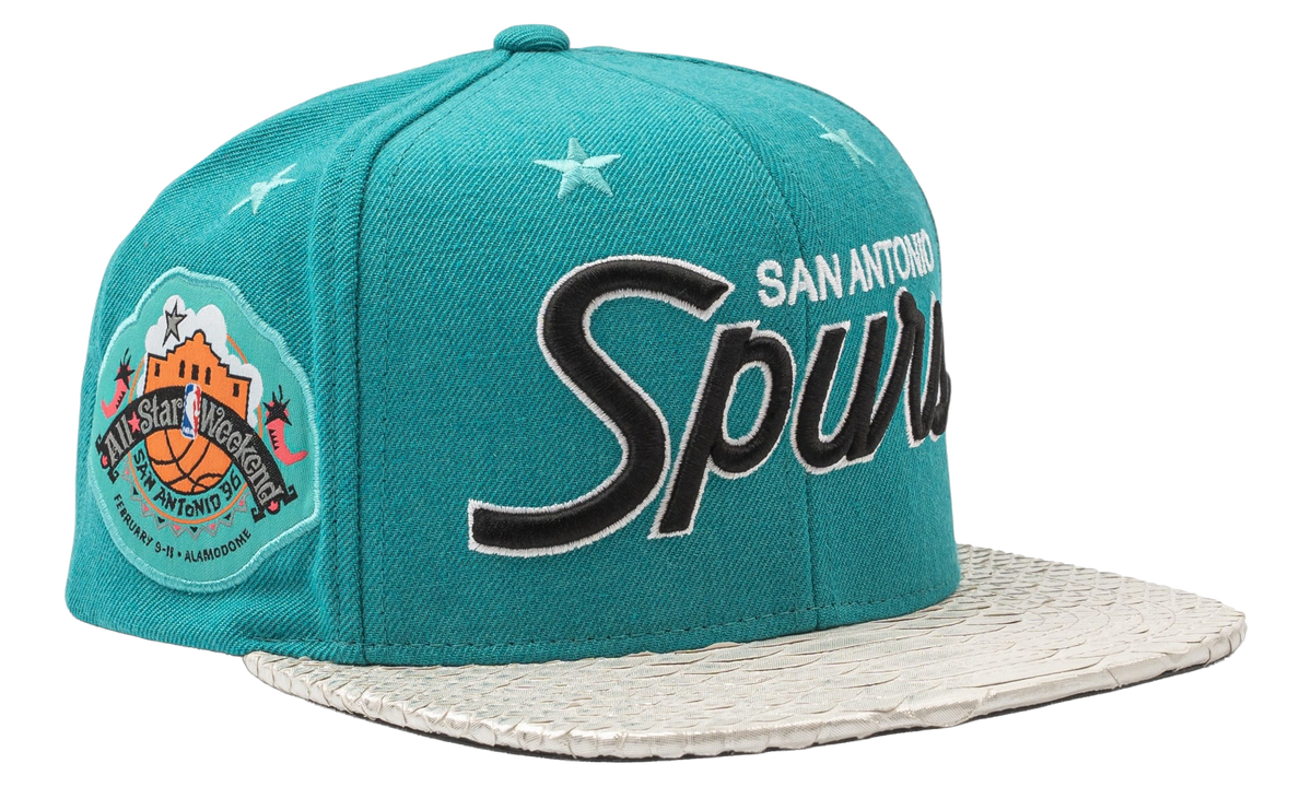 Mitchell & Ness San Antonio Spurs Python Snapback Hat "Teal / Silver / Black" JDXMNSASPSHTSB