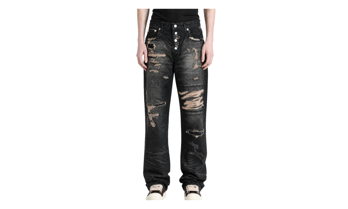 Skull Stitch Ripped Denim Pants "Black" TC26PT3102