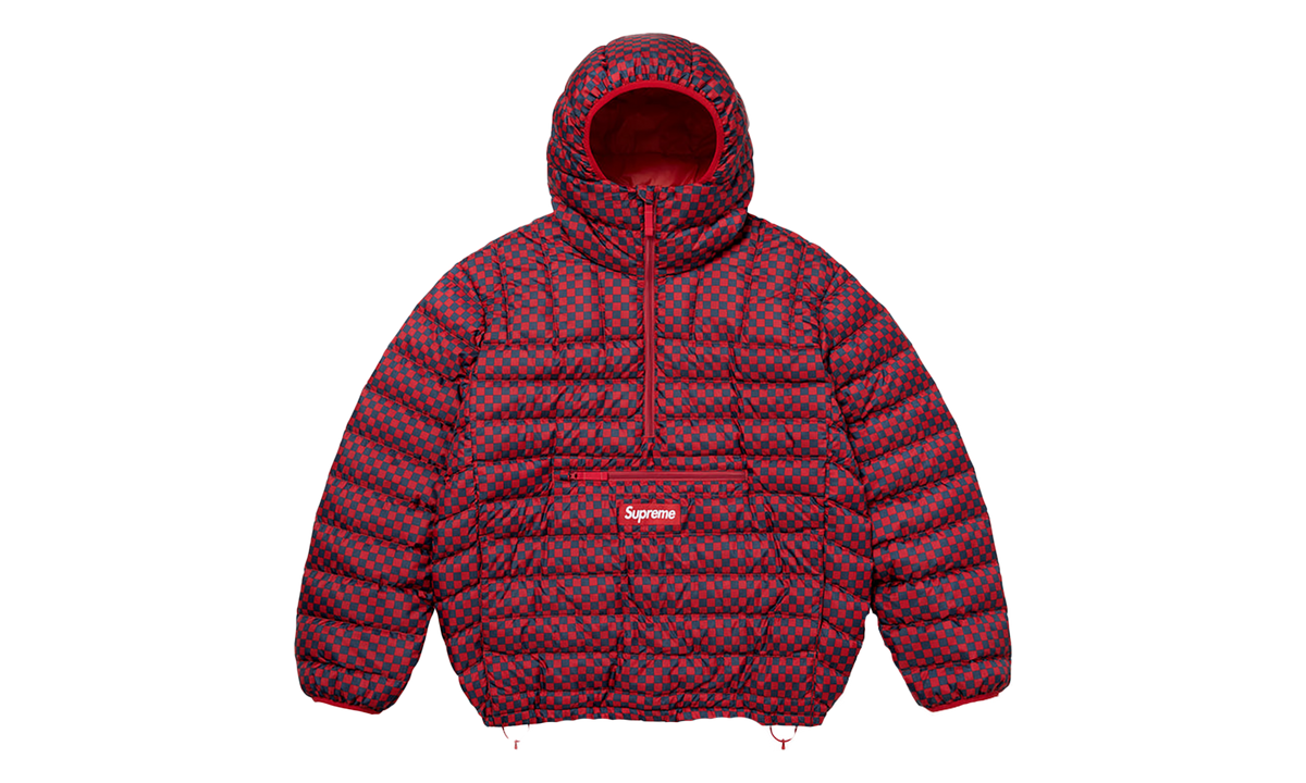 Micro Down Half Zip Hooded Pullover "FW26 - Red Checkerboard" SU28906