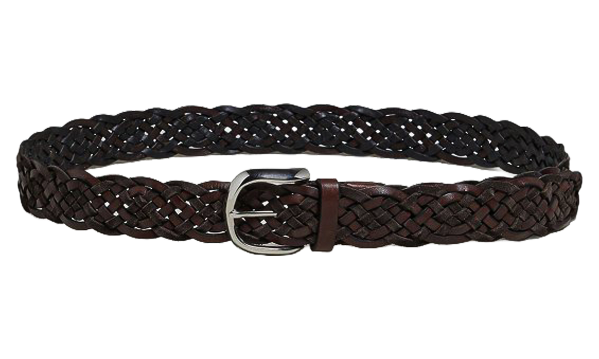 Braided Leather Belt "Moors Head" BRUN2742