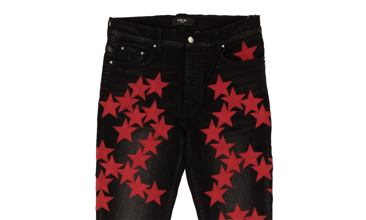 Star-appliqué straight-leg Jeans "Bright Red Star" AW22MDF004023