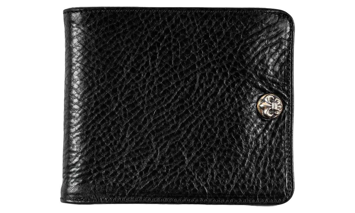 Fleur de Lis Button Leather Wallet "Black" CHRM2082