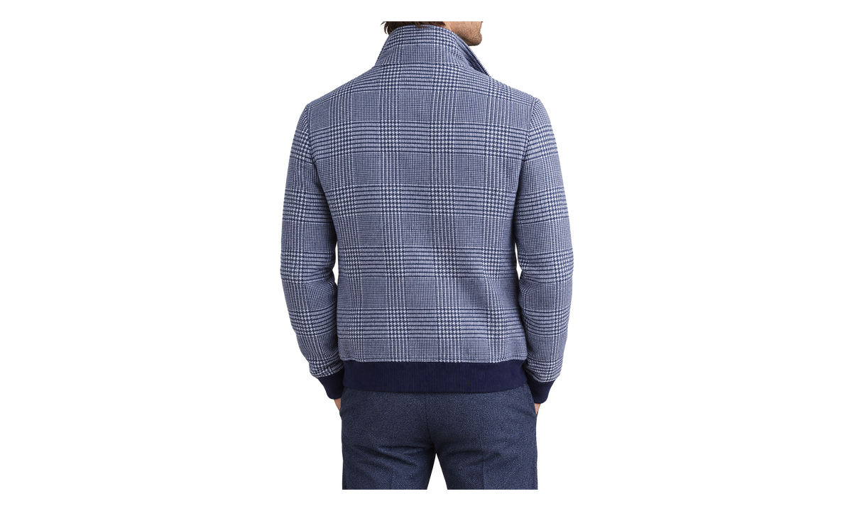Blue Wool Blend Checked Jacket "Indigo" BRUN3014
