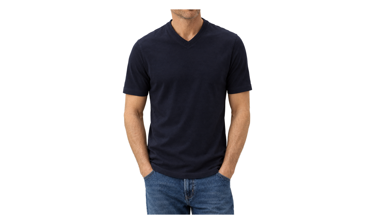 Short Sleeve Cotton Shirt "Navy" BRUN2684