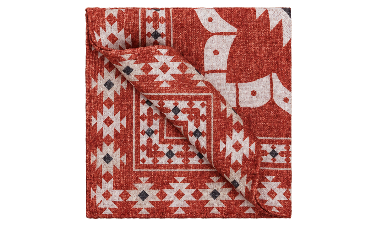 Silk Pocket Square "Orange Grey" BRUN2807
