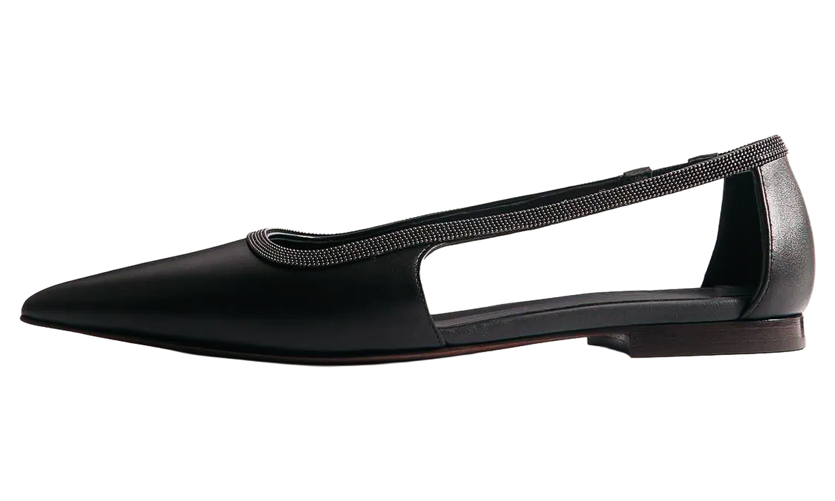 Leather Pointed-Toe Slingback Shoe WMNS "Black" BRUN3036