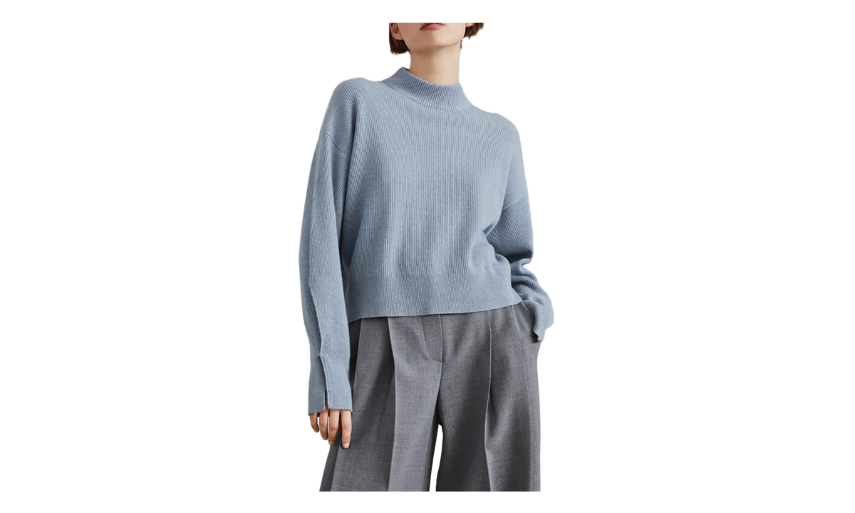 Wool Ribbed Mock Neck Sweater WMNS "Arctic" BRUN2823