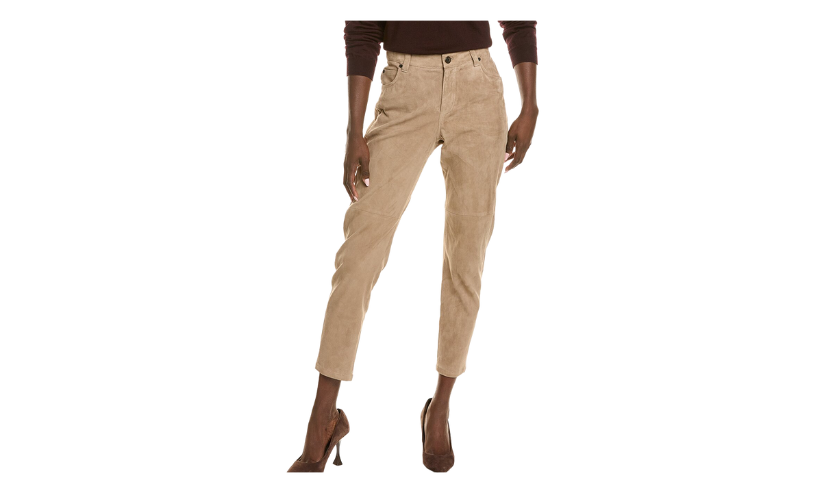 Leather Cropped Pants WMNS "Almond" BRUN2659