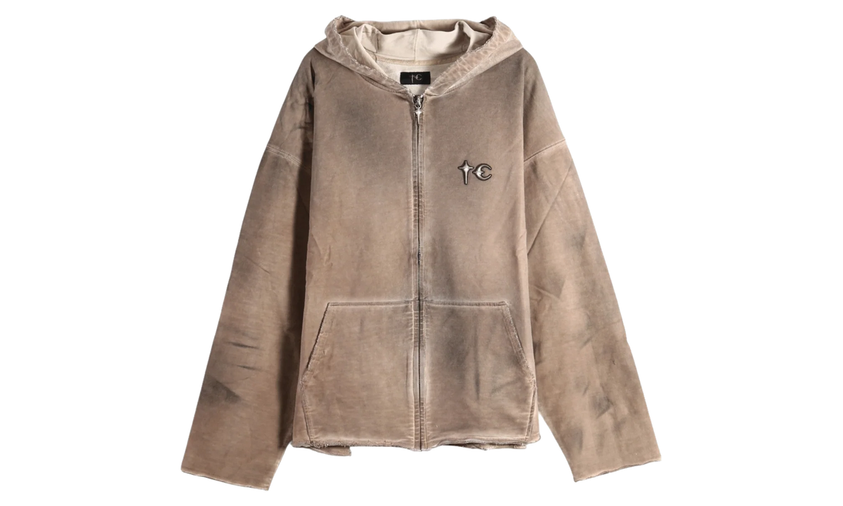 Creed Scarf Hooded Zip-Up Hoodie "Beige" TC26SS3302