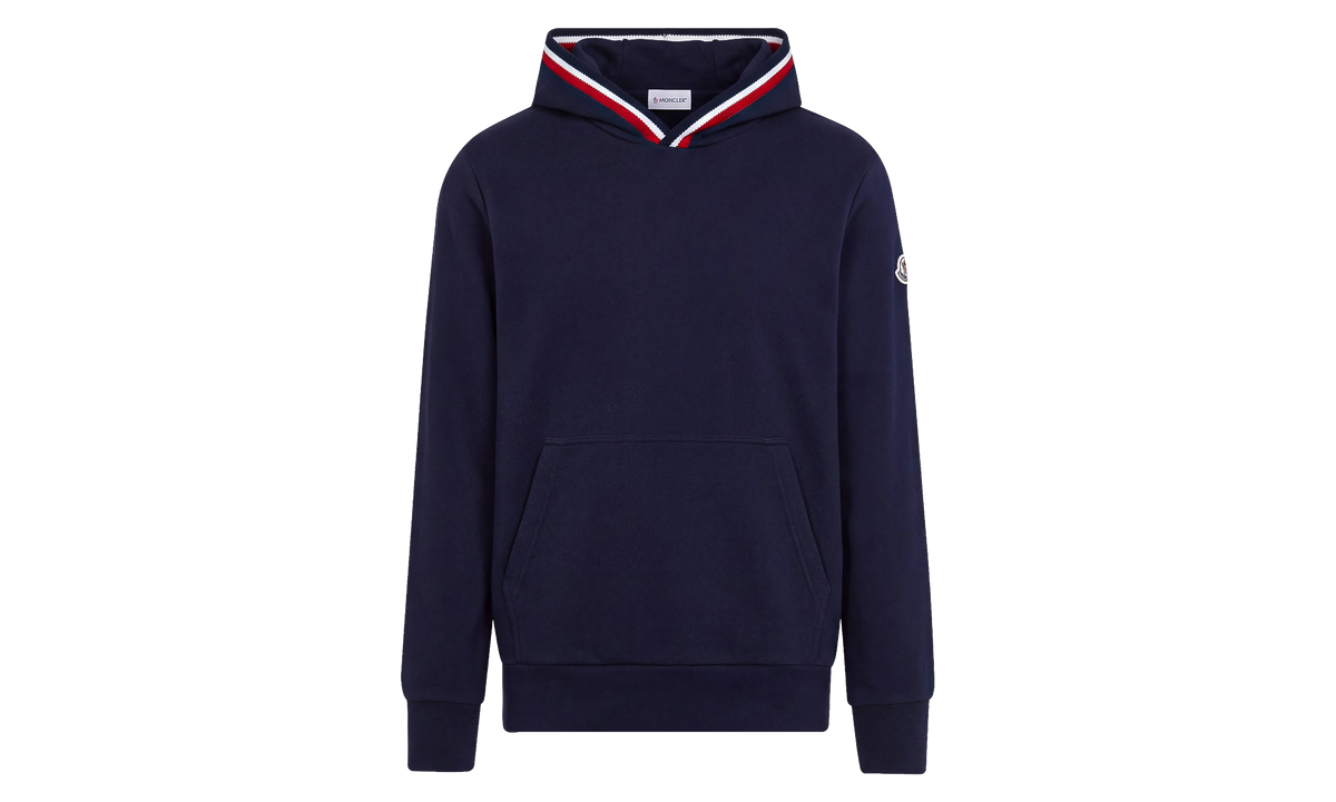 Tricolour Trim Pull Over Hoodie "Dark Navy Blue" MON151