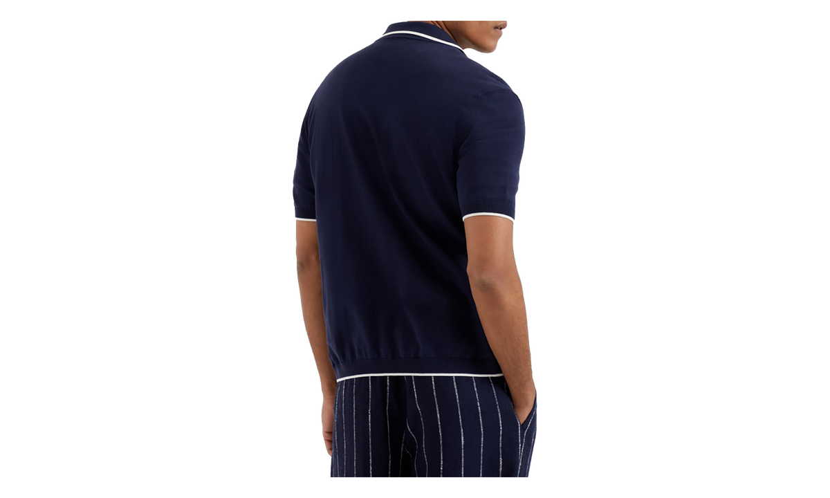 Cotton Short-Sleeve Button Sweater "Navy" BRUN2877