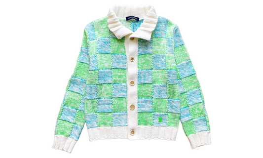 Damier Cardigan "Green & Blue" RM221 KE9 HMN67W