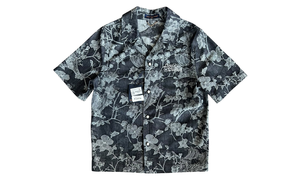 Floral Monogram Denim Shirt "Blue & White" 1AFQZB