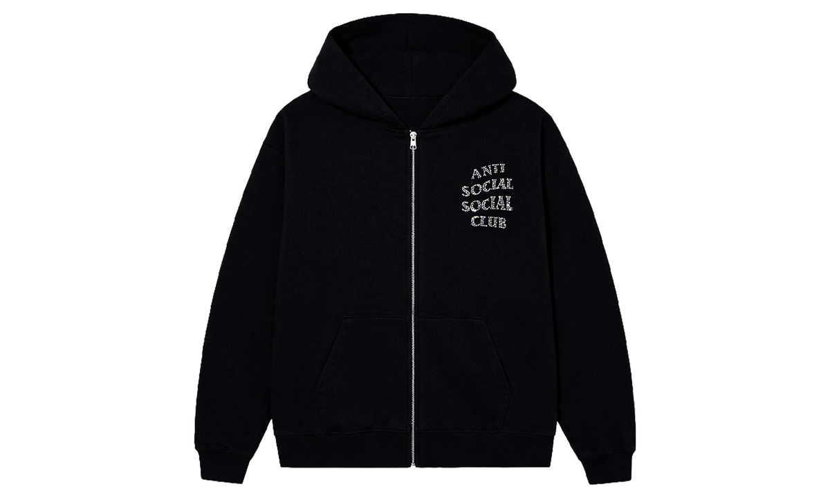 Rhinestone Zip Up Hoodie "Black" ASSCFW26HD09