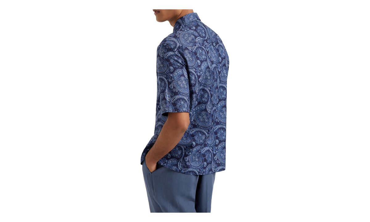 Paisley Short-Sleeve Shirt "Navy" BRUN2930