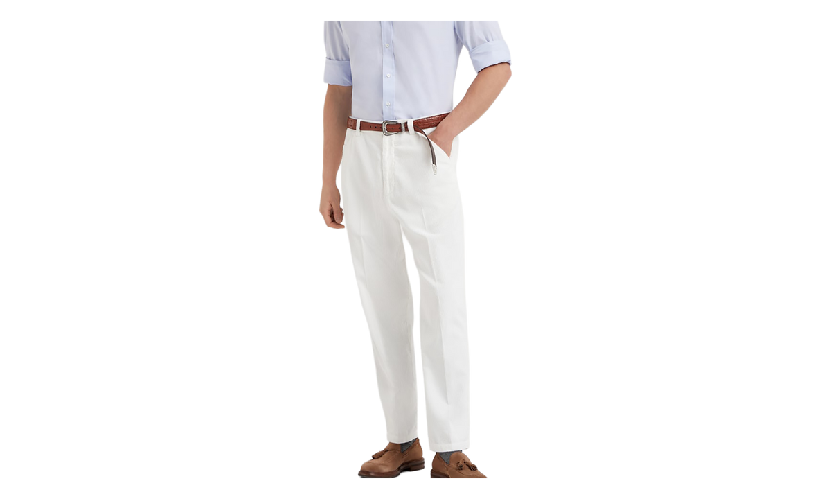 Cotton Straight Trousers "Snow" BRUN2869
