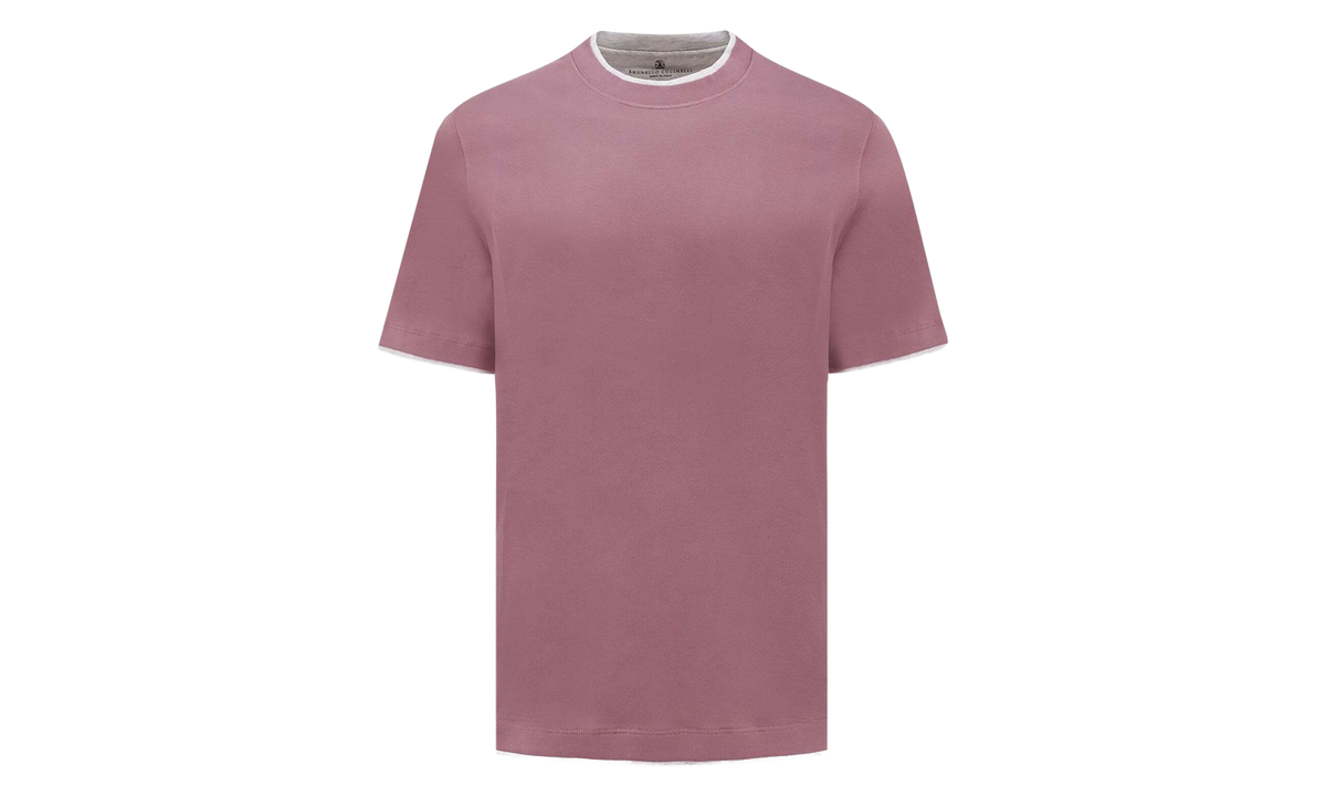 Cotton Short-Sleeve Shirt "Onion And Light Grey" BRUN2838