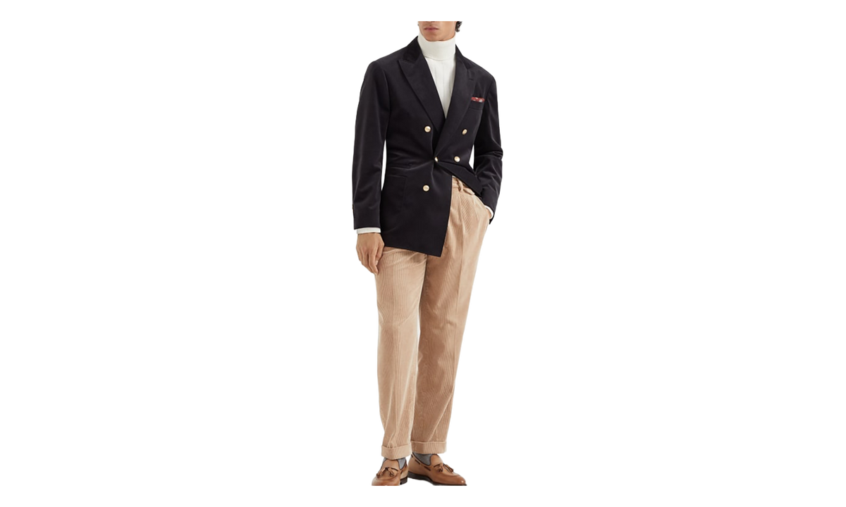 Double-Breasted Cotton Blazer "Dark Grey" BRUN2920