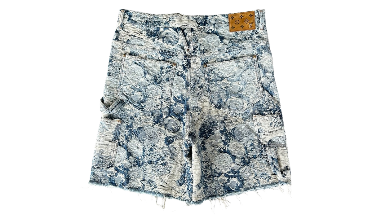 Floral Distressed Carpenter Shorts "Blue & White" RM222 PM9 HND65W