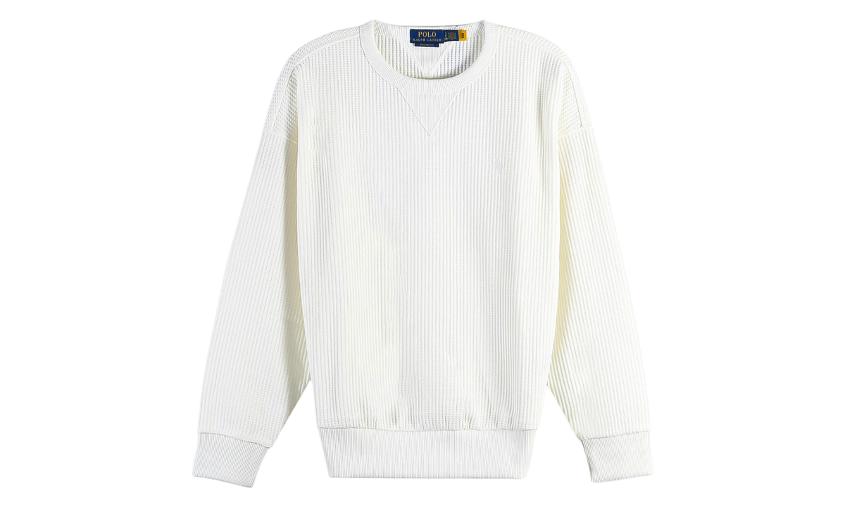 Relaxed Waffle-Knit Sweatshirt "Trophy Cream" 710B26084001