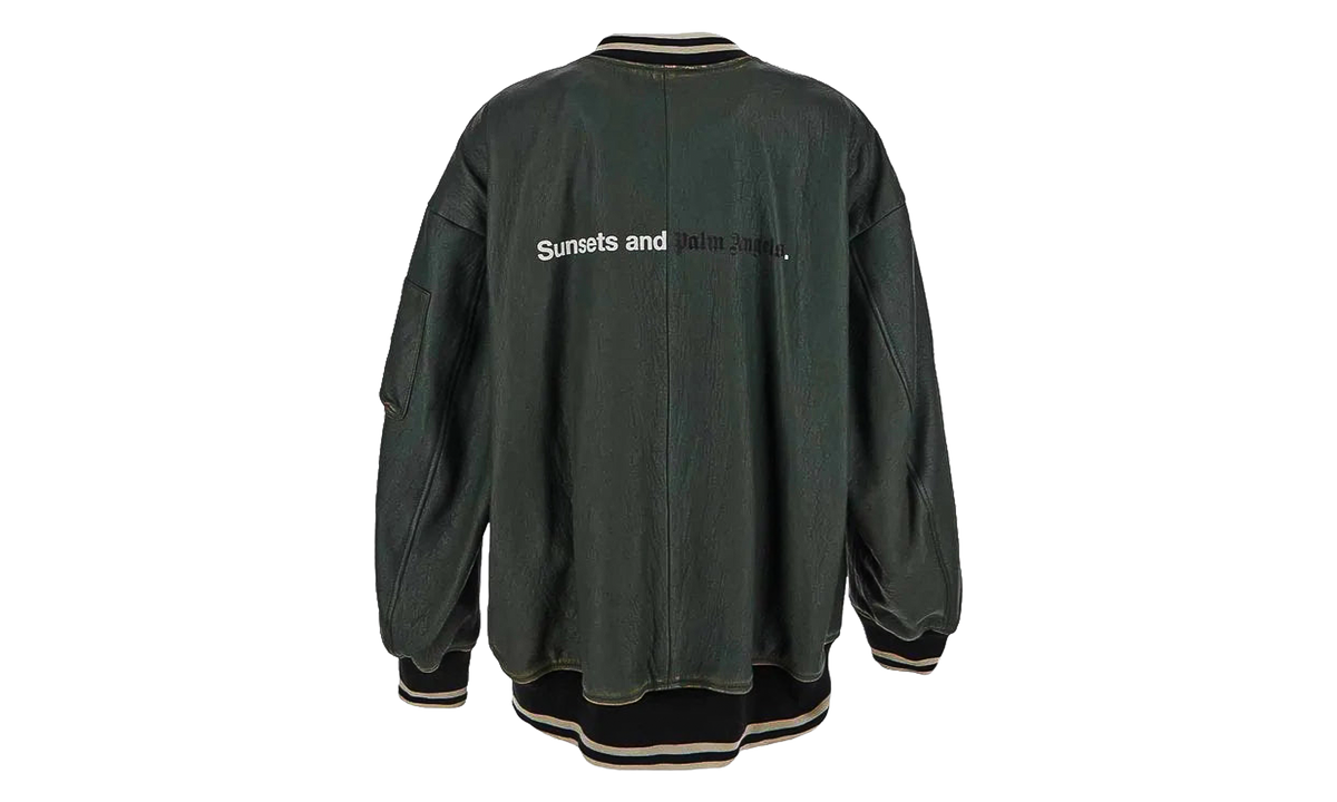Sunset Leather Bomber "Green / Black" PWJG010F23LEA0015510