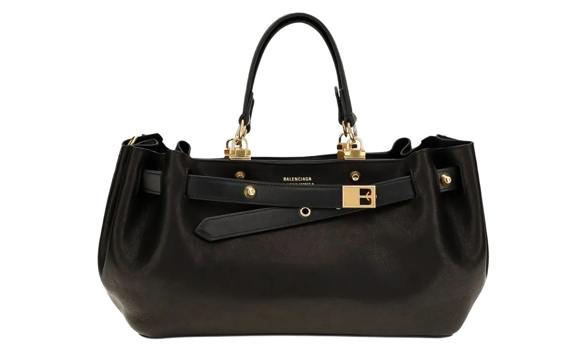 Small Fan Leather Carryall Bag "Black" A007J4 2ACT4 1000