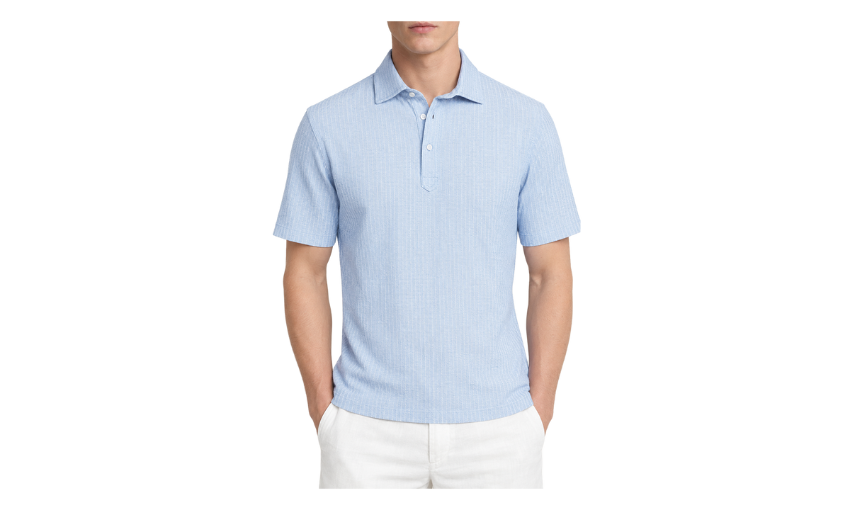 Cotton Silk Short-Sleeve Shirt "Celeste" BRUN2994