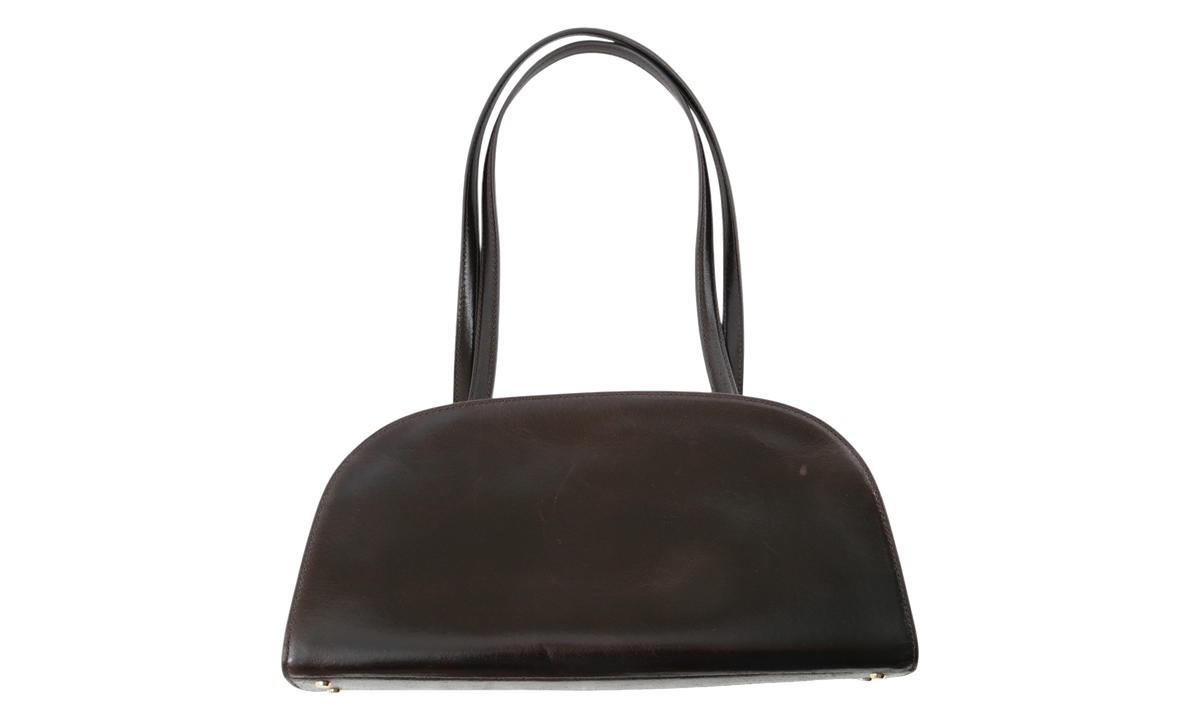 Romy Distressed East West Bauletto Bag "Dark Brown" 188517 200