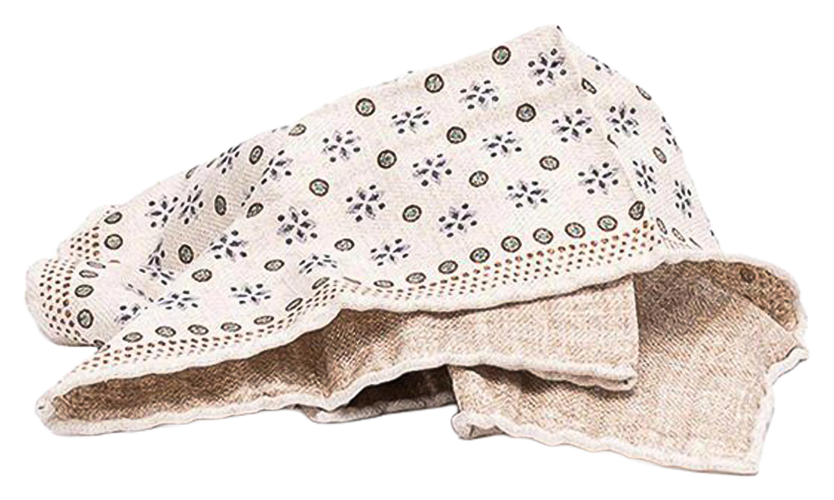 Patterned Silk Pocketsquare "Cream" BRUN2741