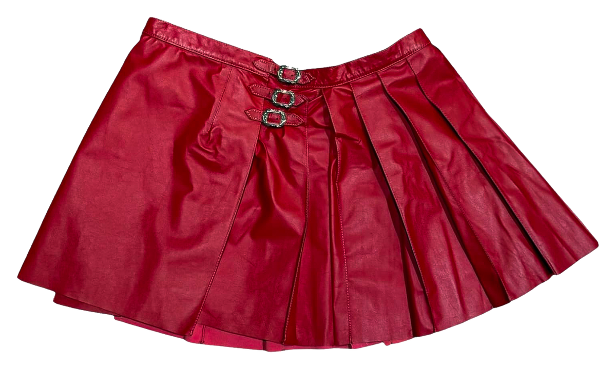 Leather Mini Skirt WMNS "Red" CHRM1982