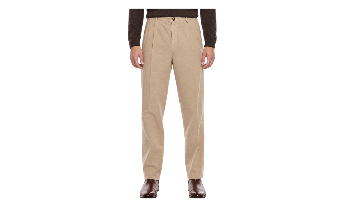 Cotton Pleated Trousers "Camel" BRUN2751