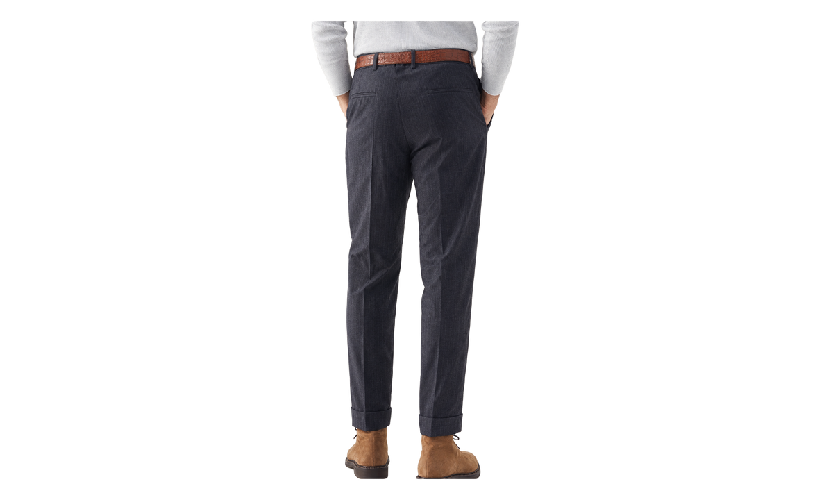 Wool Pinstripe Trousers "Medium Grey" BRUN2689