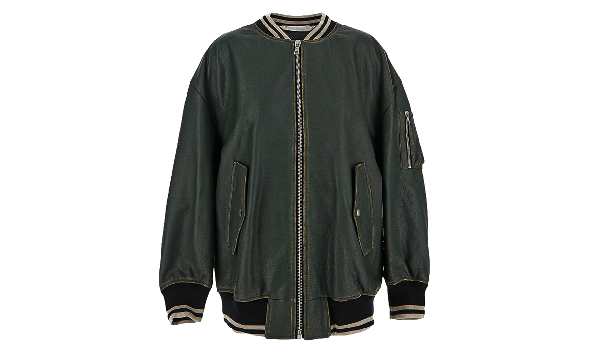 Sunset Leather Bomber "Green / Black" PWJG010F23LEA0015510