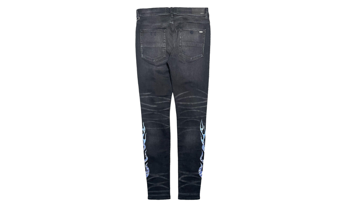 Embroidered Bandana Flame Patch Jeans "Aged Black / Blue" PS22MDS192 028 AGED