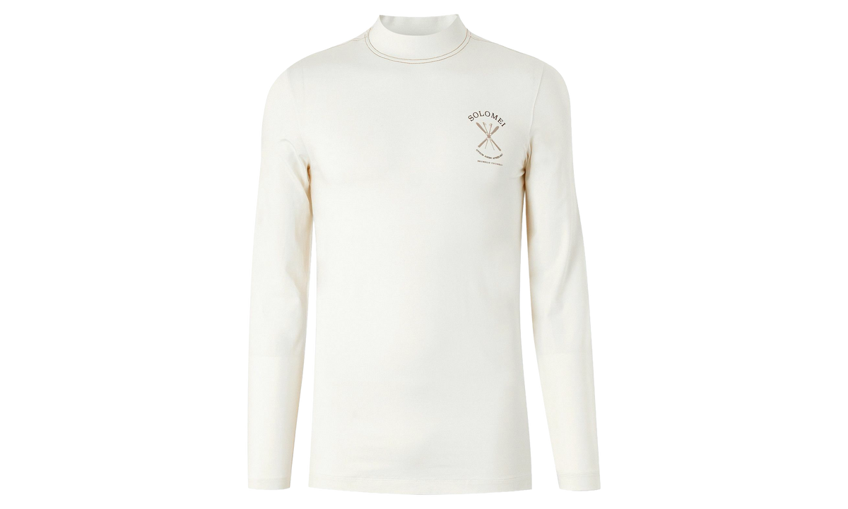 Stretch Mock-Neck Shirt "Off White" BRUN2931