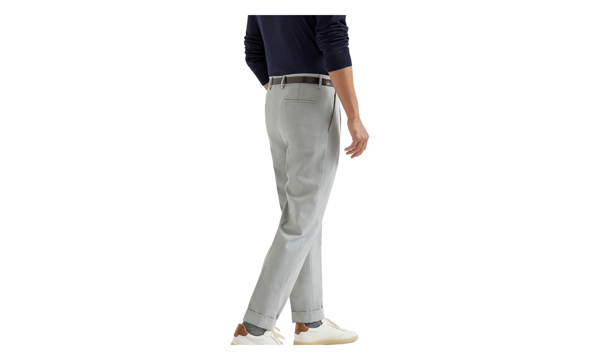 Wool Cotton Tapered Trousers "Light Grey" BRUN2909