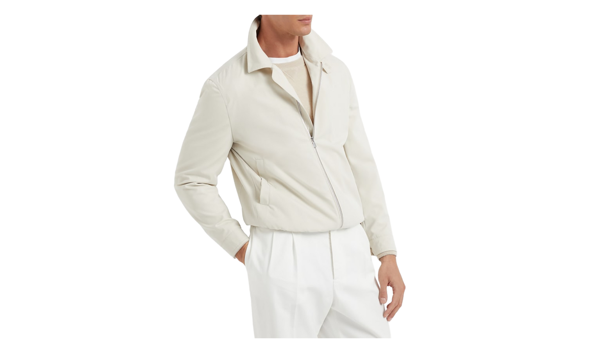 White Cotton Zip-Front Jacket "Ice" BRUN3011