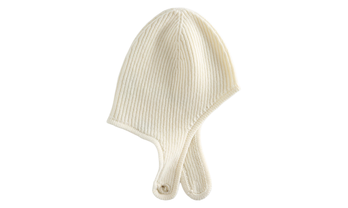 Ribbed Knit Earflap Beanie "Off White" S52TB0015M13293102