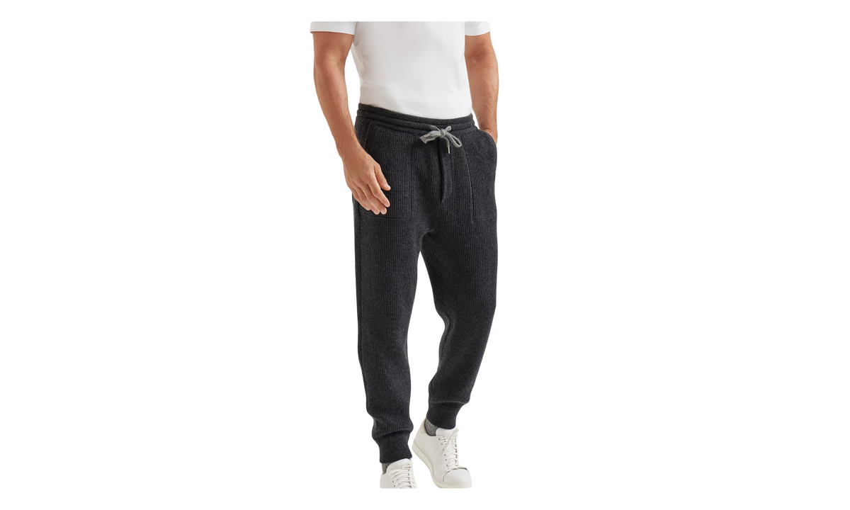 Wool Knit Jogger Trousers "Charcoal" BRUN2858