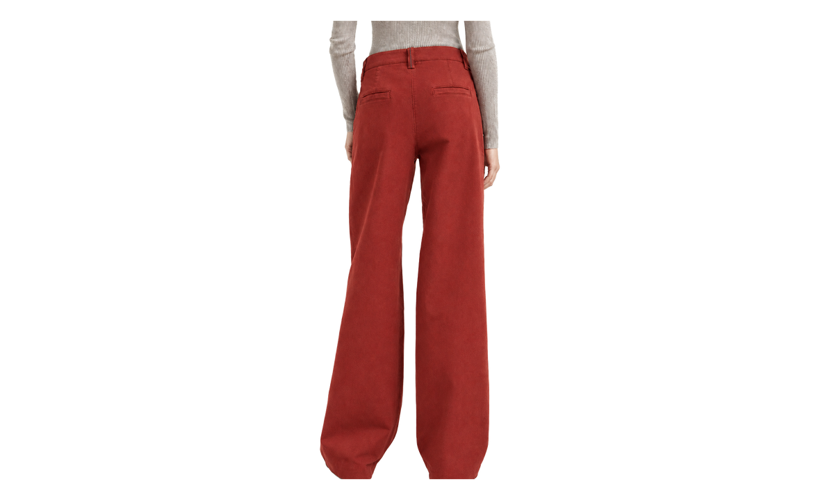 Wide Leg Cotton Blend Trousers WMNS "Red" BRUN2785