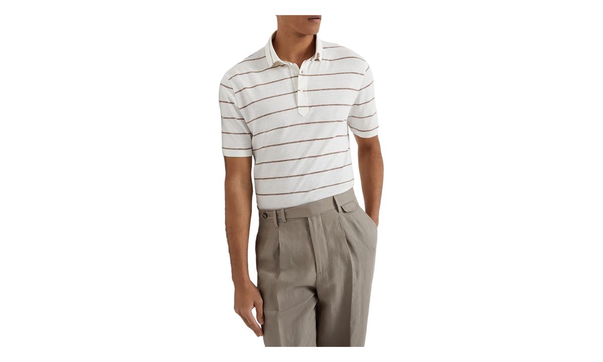Striped Linen Cotton Shirt "Panama Cigar" BRUN2995