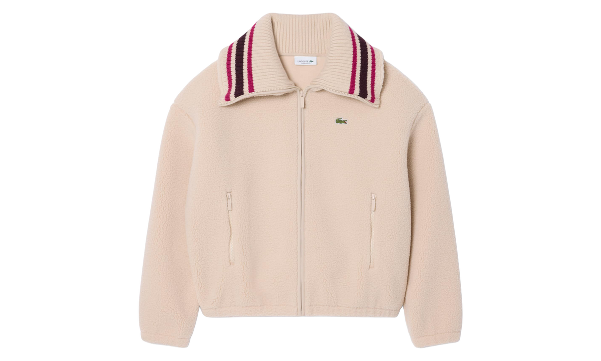 Oversized Striped Ribbed Collar Sherpa Jacket "Beige" SF8330-51-S69