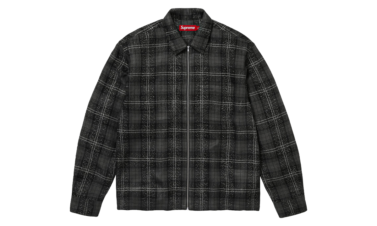 Metallic Flannel Zip Up Shirt "FW26 - Black" SU29049